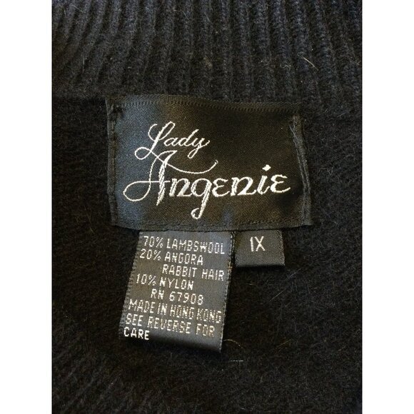 VTG Lady Angenie Women Sweater Lambswool Sequin Bead Embroidery Knit Black SZ 1X - Picture 5 of 6